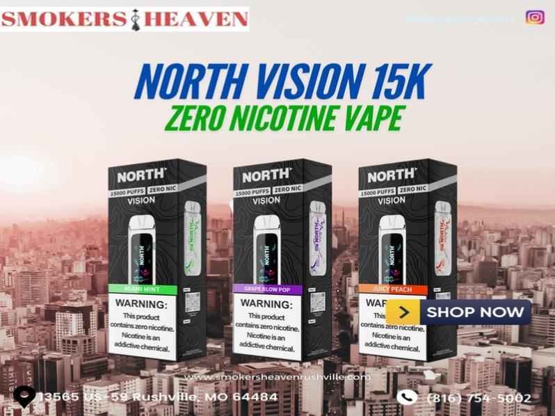 North Vision 15K Zero Nicotine Vape available in Rushville